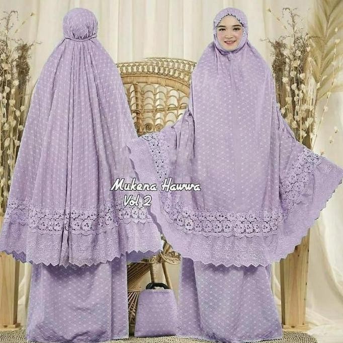 (KATUN PREMIUM) MUKENA DEWASA KATUN PARIS HAWA WARNA ORIGINAL Mukenah Nyaman Bordir Muslim Panjang A