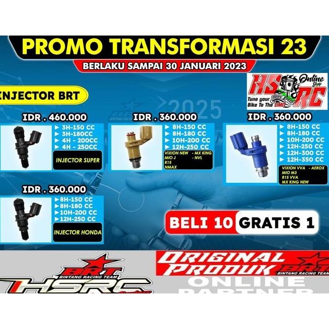 INJECTOR RACING BRT WR 155 XSR R15V3 INJEKTOR WR155 160 180 200 250 cc