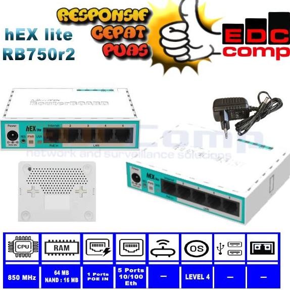 Mikrotik Router Indoor Rb750R2 / Hex Lite / Router Rb750 R2 Hex Lite