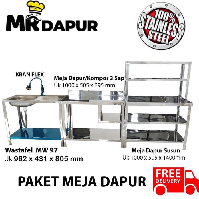 

Terlaris Paket Meja Dapur Stainless Mrdapur Mw97 Kran Flex Ms2 Ms6 Original