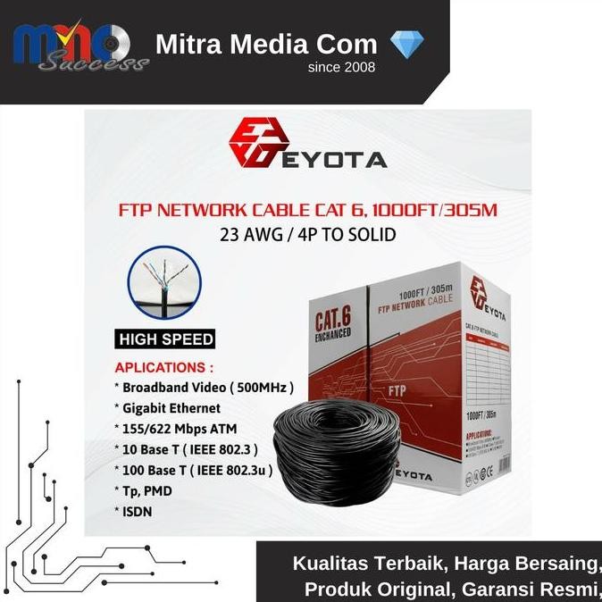 Eyota Kabel Lan Ftp Cat 6 Hitam/ Kabel Lan Ftp Out Door Cat 6 Eyota