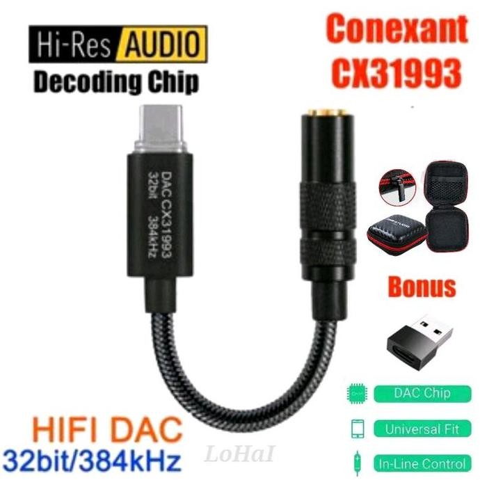 Kabel Usb Dac 32Bit/384Khz Type C Ke 3.5Mm Adaptor Hifi Dac Cx31993 Chip Cx-Pro