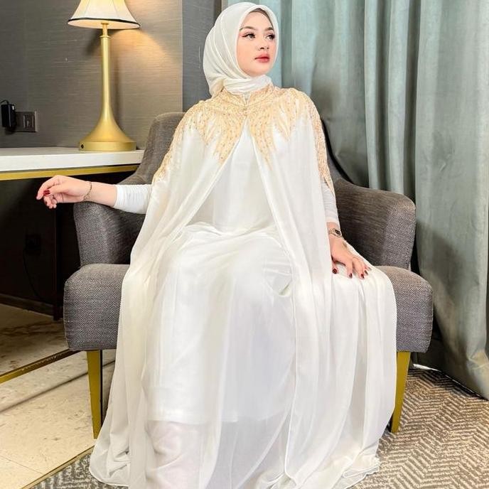HALIMAH - MANOHARA Set Inner Dan Turban | Baju Gamis Abaya Kaftan Dress Wanita Muslim Kondangan Pest