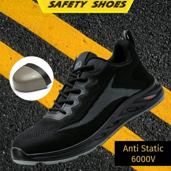 

Terlaris Sepatu Safety Ringan Anti Static 6000Volt Ujung Besi Anti Slip Shoes Antiselip Dasar