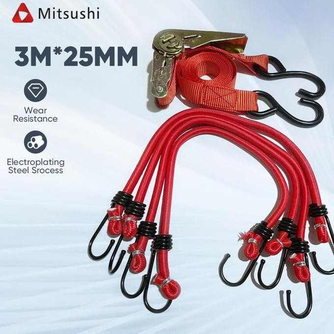

Terlaris Mitsushi 4 Pcs Tali Kargo Tali Kargo Gesper Logam Ratchet Ikat Pengikat Sabuk Pengikat Mobil Motor Tali Penarik 3M