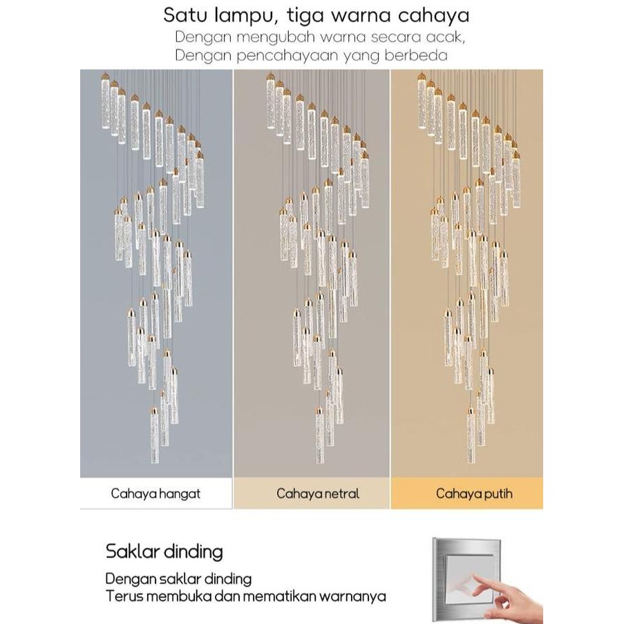 Sale Lampu Gantung Kristal 3 Warna Lampu Tangga Modern Lampu Dekorasi Sederhana Lampu Dekorasi Seder