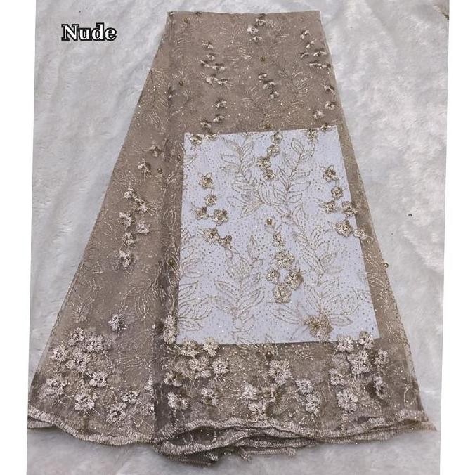 Bahan Kain Brokat Brukat Meteran Mewah/ Kain Tile Akar Mutiara Gliter/ Kian Tulle Tille/ Kain Brokat