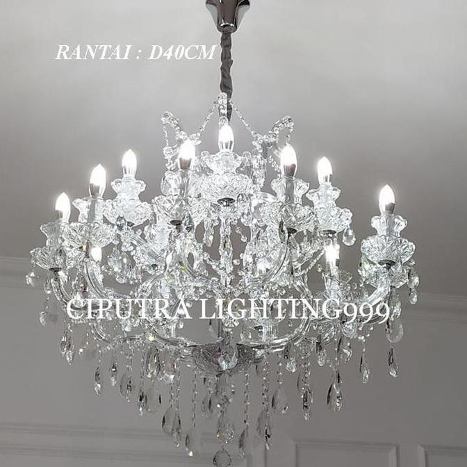 Murah Lampu Gantung Hias Kristal Klasik Modern Ruang Tamu 16 Lampu Warna Ch