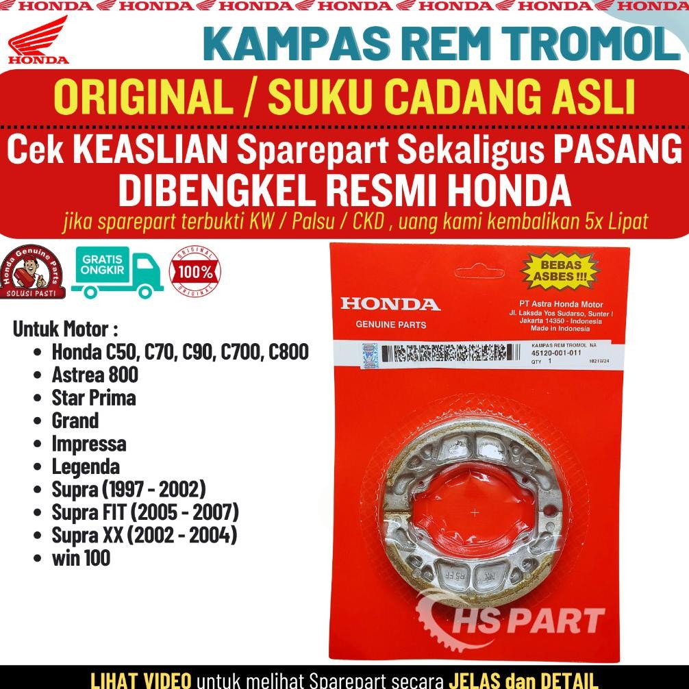 Kampas Rem Tromol Depan Belakang Tromol Honda C50 C70 C90 C700 C800 Astrea Prima Grand Star Original