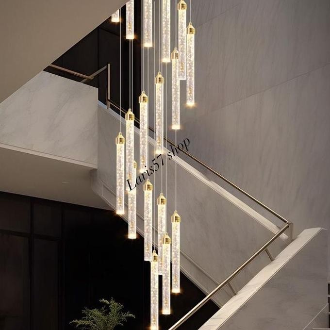 Grosir Lampu Gantung Void Tangga Kristal Led 3 Cahaya