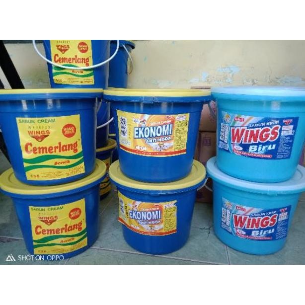 

Original Sabun Colek Wings Biru + Cream Ekonomi + Cemerlang 3Kg Ember Sabun Cuci Piring Ampuh