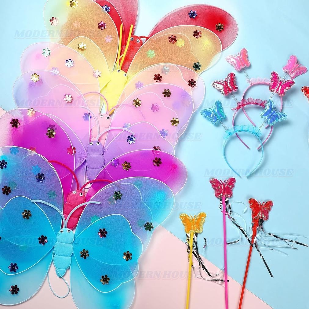 

Original Kostum Anak Butterfly 1 Set (Sayap + Bando + Tongkat + Rok Tutu) | Kostum Peri Kupu-Kupu