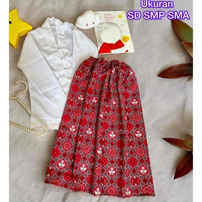 Setelan Kebaya Anak Putih Merah Hijau Hitam Seragam Sekolah Tk Sd Smp Sma Pakaian Baju Adat Perempua