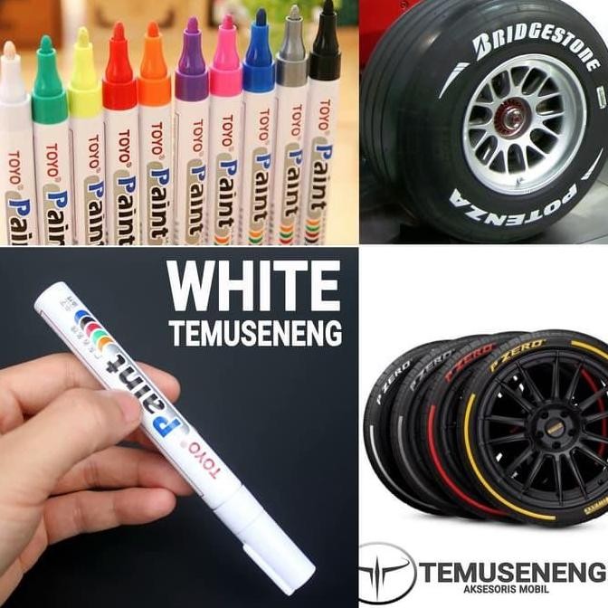 

Ready Stock !!!! Hitam Spidol Ban Warna Roda Mobil Motor Toyo Paint Marker Ori Karet Merah Putih