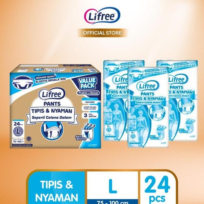 Lifree Popok Dewasa Celana Tipis L 24 E-Box