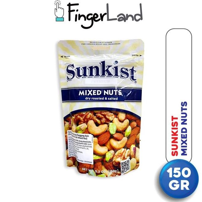 

Terlaris SUNKIST Dry Roasted & Light Salt Mixed Nuts 150 gram Kacang Panggang Best seller