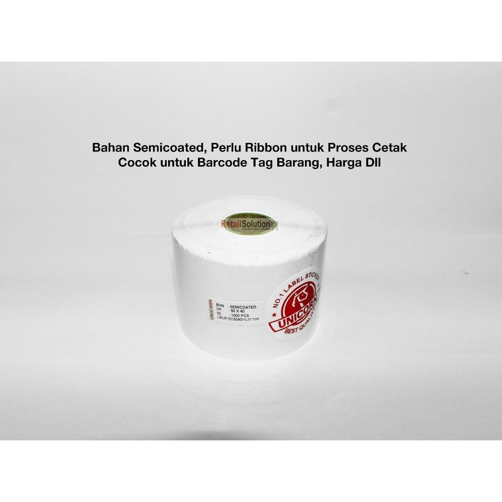 

Stiker Label Barcode Semicoat 60x40 mm / 60 x 40 mm / 60x40mm / 6x4 CM SV9