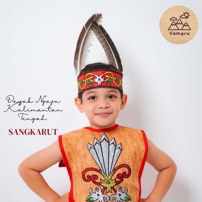 BAJU ADAT ANAK DAYAK NGAJU KALIMANTAN TENGAH LAKI LAKI