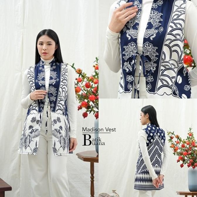 [batik buana] Madison Vest - Batik Long Outer - Modern Batik Wanita - Atasan Batik Premium -  Atasan