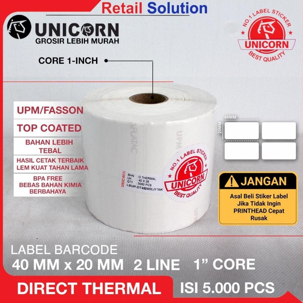 

Stiker Label Barcode Thermal 40x20mm / 40x20 mm / 40 x 20 mm / 4x2CM SV9