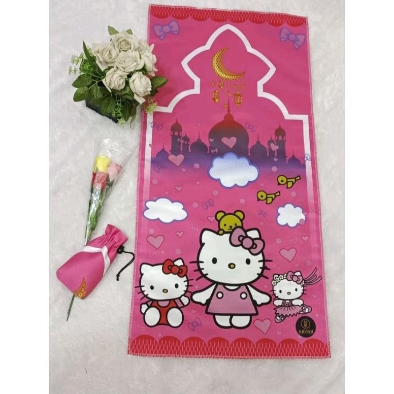 Sajadah Traveling Anak/ Sajadah Karakter Anak Lucu/Sajadah Anak Free Pouch Lucu AST