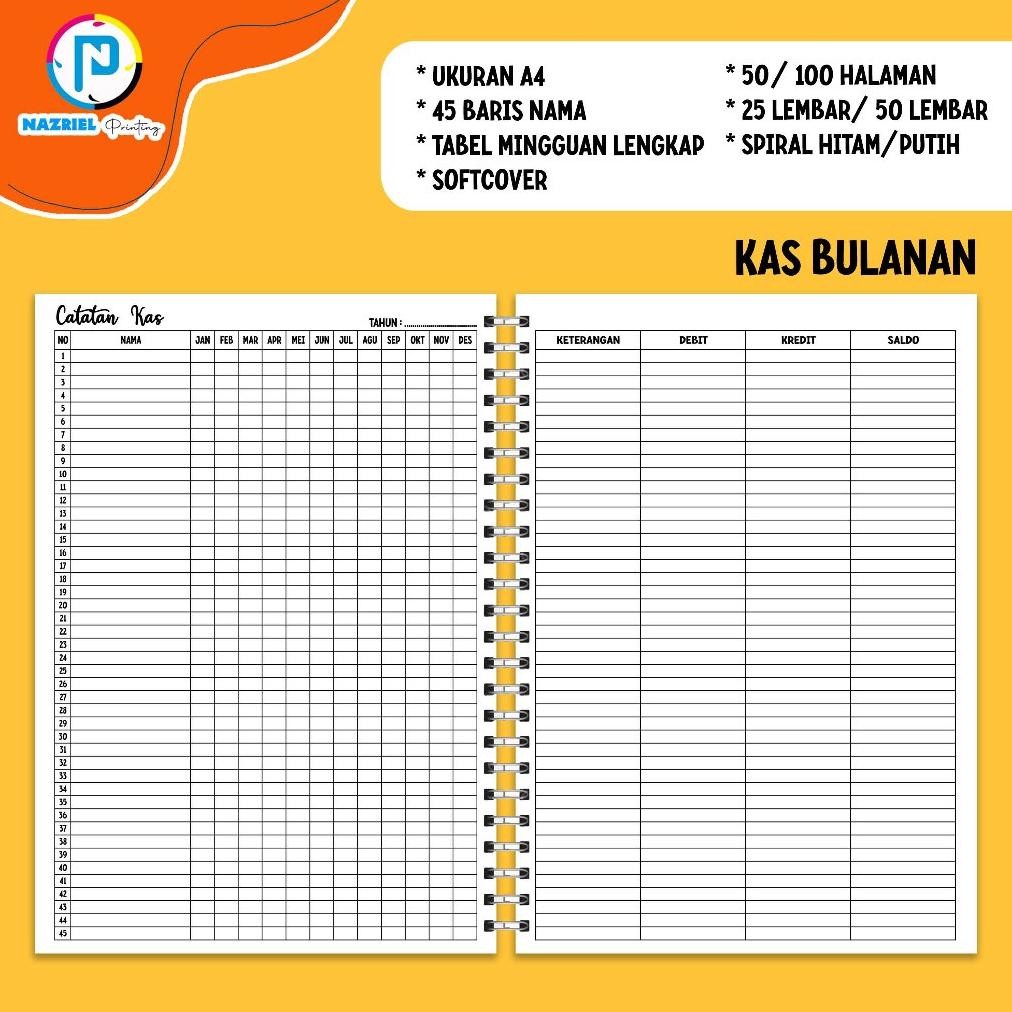 

(NON CUSTOM) Buku Kas Catatan Keuangan A5/B5/A4 Jilid Spiral SV9