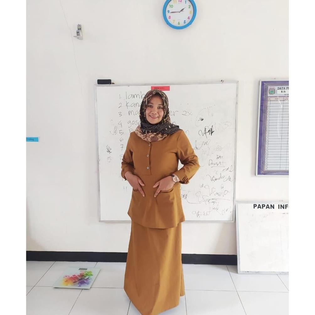 Seragam PNS Wanita PDH Khaki Model Gamis Twopiece Kantong/ Saku by Riyani Size AST