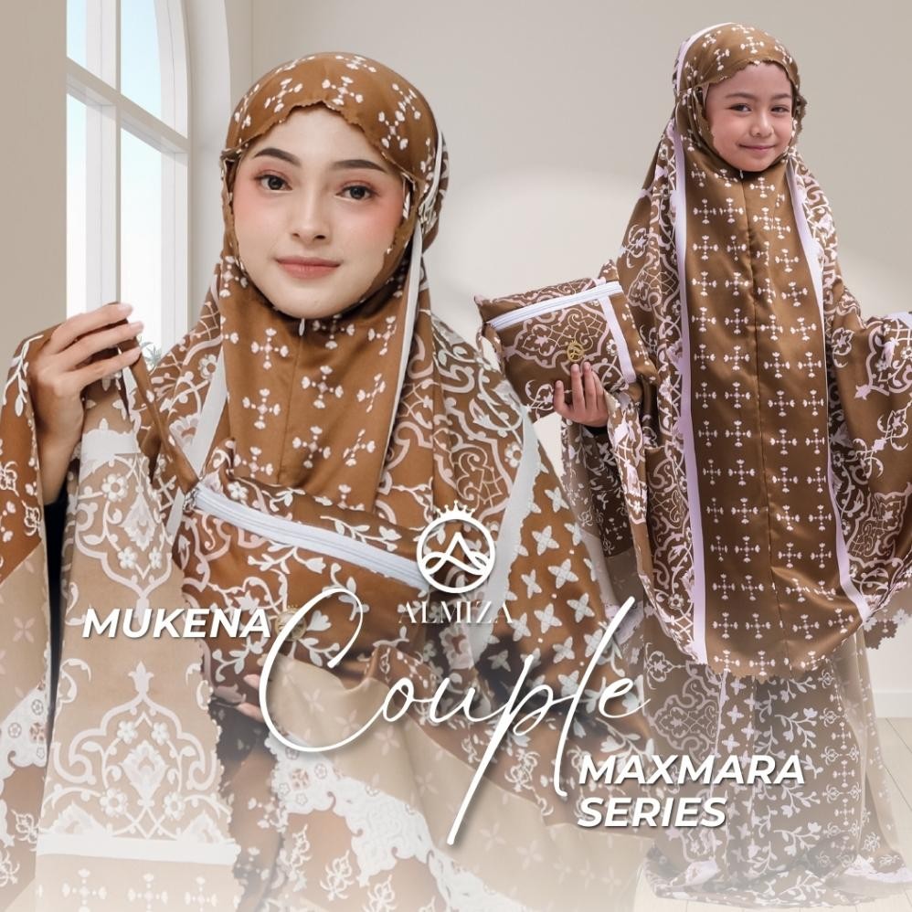 ALMIZA - Mukena Couple Ibu Anak Terbaru 2in1 Maxmara Dior Silk Luxury Premium Resleting Dagu Mukenah