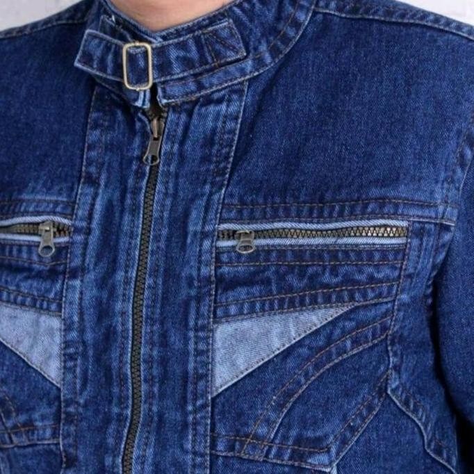 JAKET JEANS PRIA RESLETING OR ZIPPER DENIM FOR MEN KEREN BAHAN DENIM TEBAL 12 ONS GRESS.ID daps