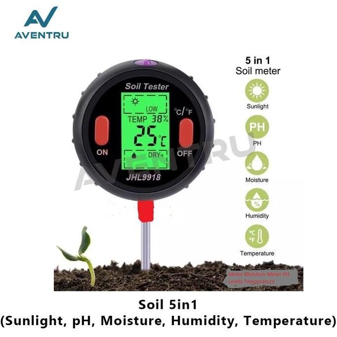 Soil Analyzer Tester 5in1 5 in 1 / Alat ukur PH Cahaya Suhu Kelembapan