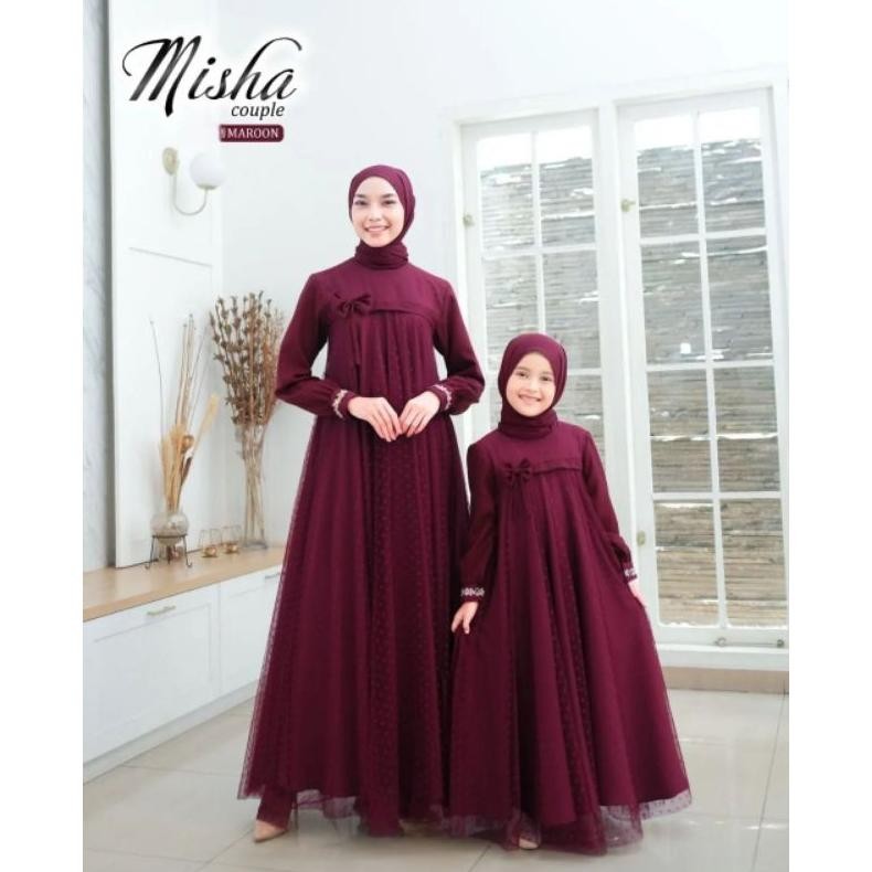 misha dress gamis sarimbit cople keluarga ibu dan anak perempuan terbaru 2024 elegan mewah AST