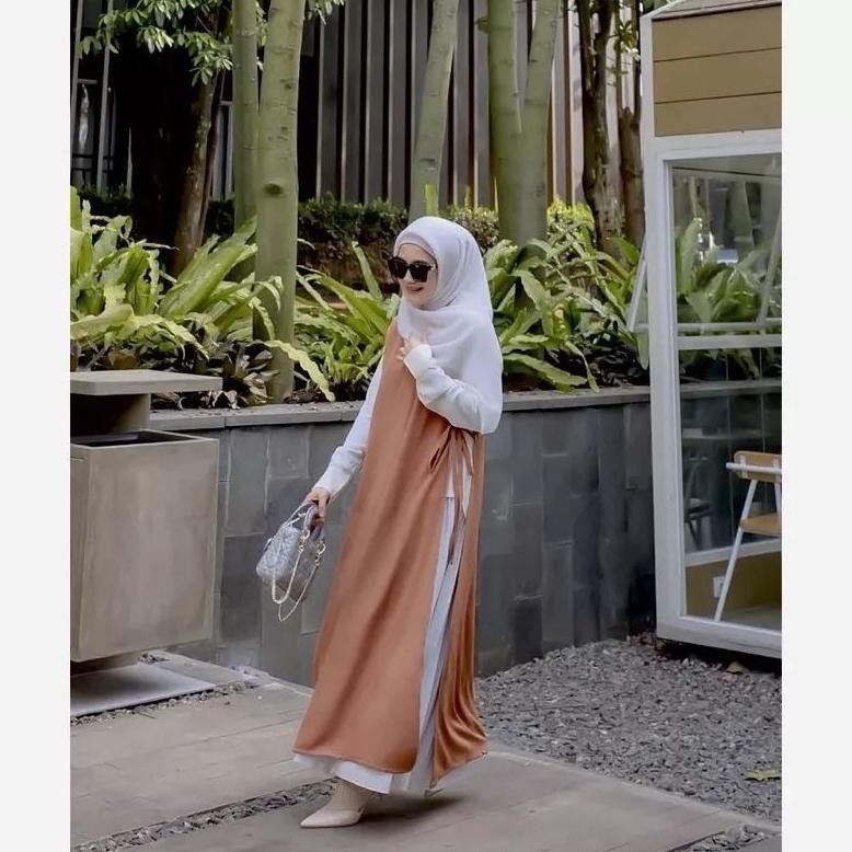 Outer Long Vest Wanita Crinkle Airflow - Outer Kondangan - Outerwear Gamis Panjang Tanpa Lengan Keki