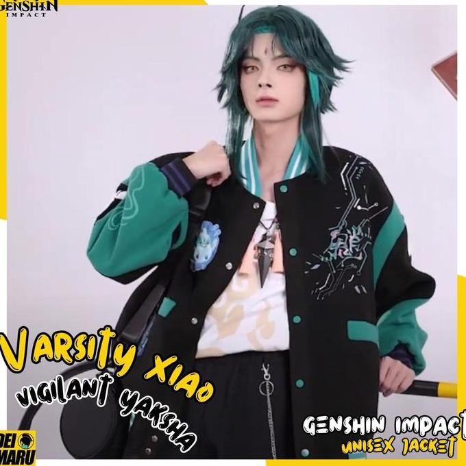 Jaket Cosplay Varsity Xiao Vigilant Yaksha Genshin Impact Anime Unisex (Best Quality)