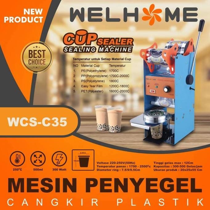 TERBARU - WELHOME MANUAL CUP SEALING MACHINE WCS-C35 CUP SEALER WELHOME WCS C35