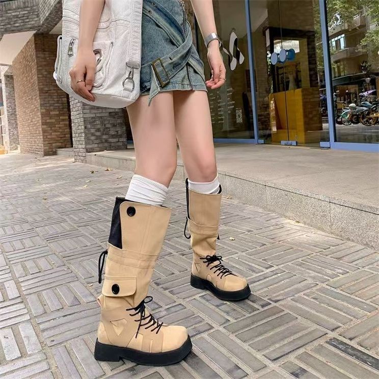 Vintage Western Cowboy Boots Thick Sole Long Boots Hiking Boots High Tube Riding Boots