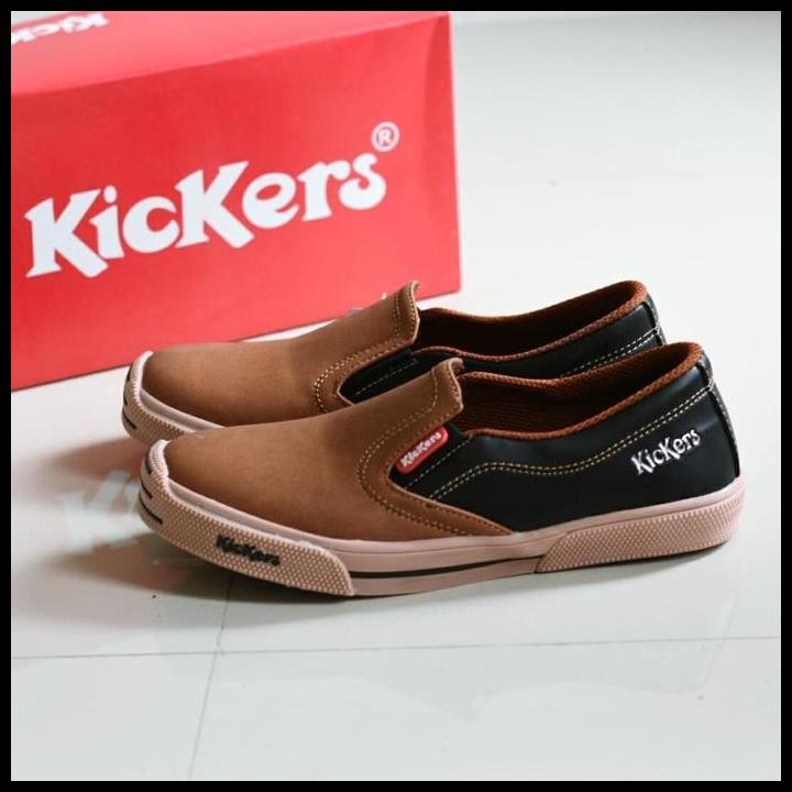 Terlaris Sepatu Kickers Mx One Slip On Slop Hitam Coklat Tua Tan Casual Santai Pria Kerja Sekolah Ta