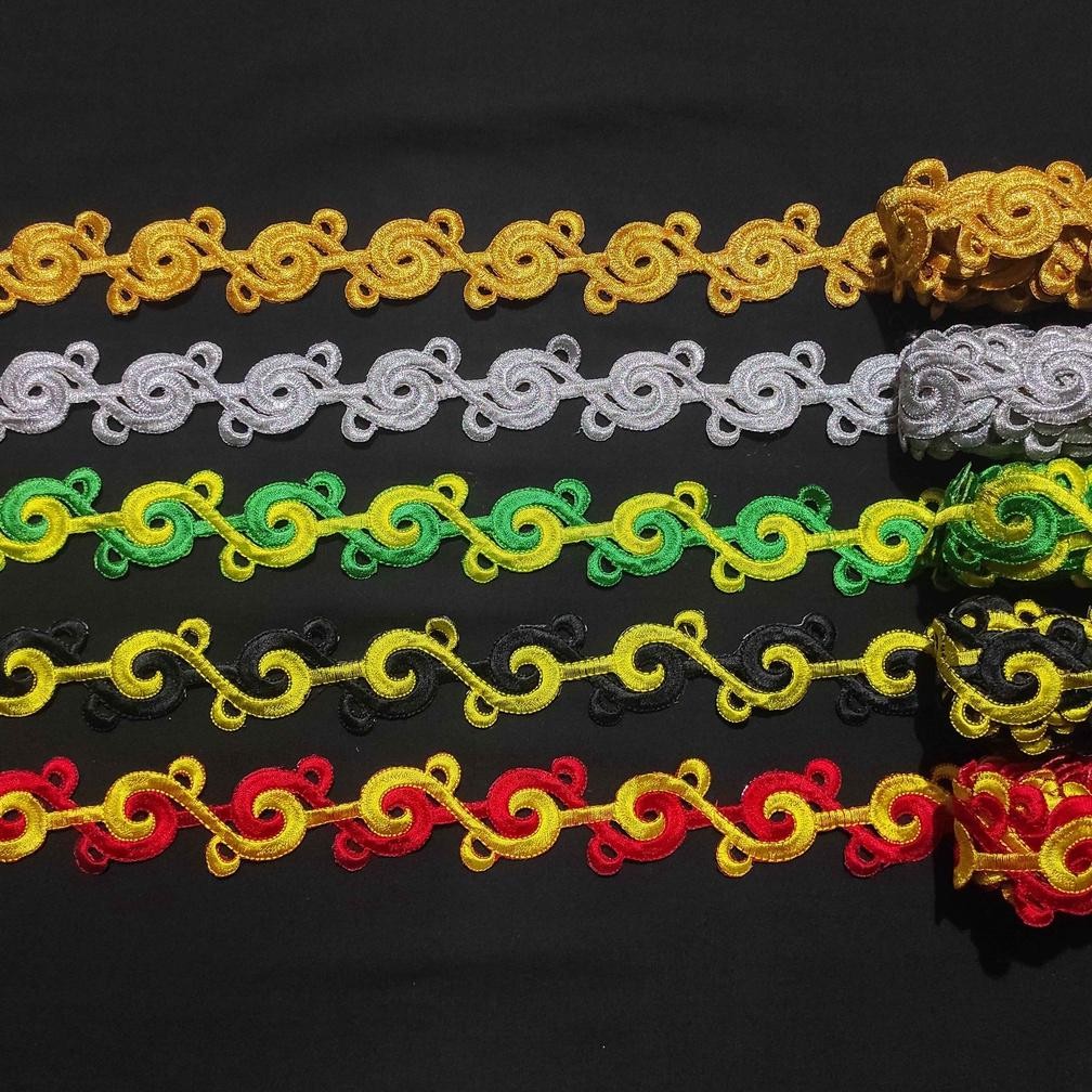 Renda Roll Motif Dayak 4,5 Cm Bahan Abutai Rayon