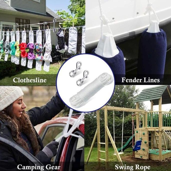 

Terlaris Tali Tiang Bendera Padat 8 Mm Panjang 20 Mtr Dengan Pengait Ready Stok