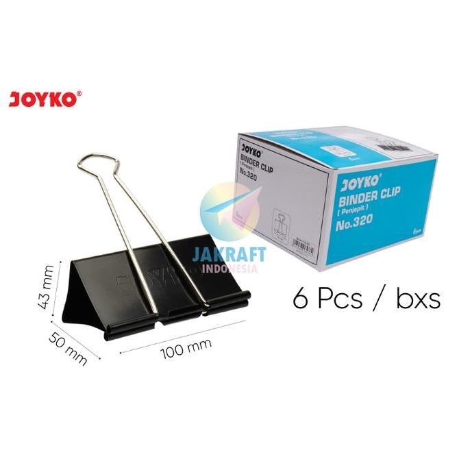 

(6 Pcs) Binder Clip JOYKO No.320 (100 mm) 4" Penjepit Klip Kertas Dokumen Data File Clips Jumbo MM
