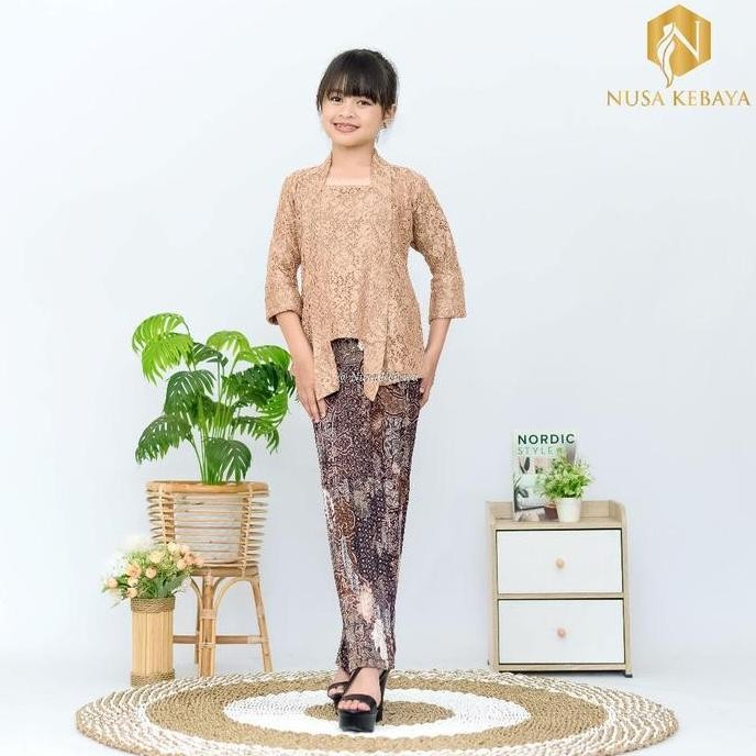 Hot Sale Setelan Kebaya Kutubaru Anak Set Rok Plisket Batik  / Baju Kebaya Anak Perempuan Umur 3 4 5