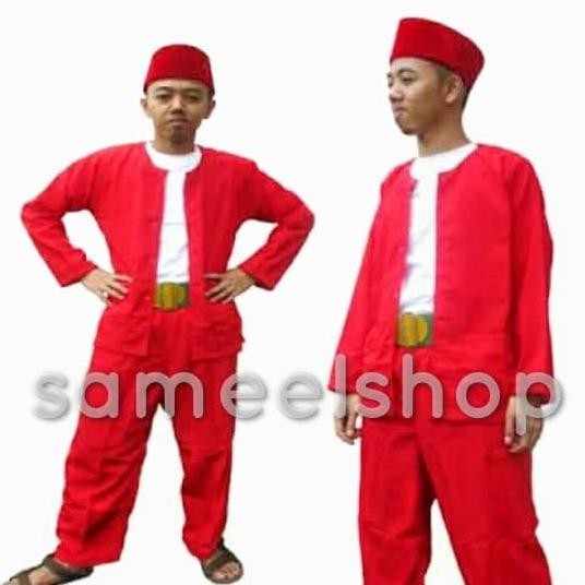 Pakaian Adat Betawi Setelan Baju Pangsi Betawi Paket Baju Sabuk Peci