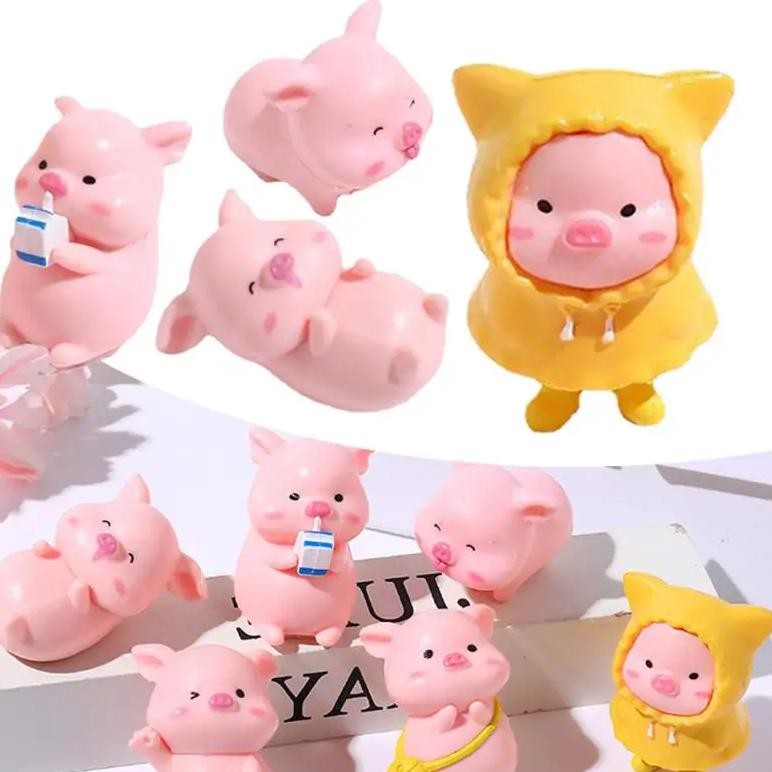 

Cartoon Piggy Doll Figurines Cream Glue Diy Material Three-Dimensional Decoration Resin Accessories Homemade Drop Glue Table