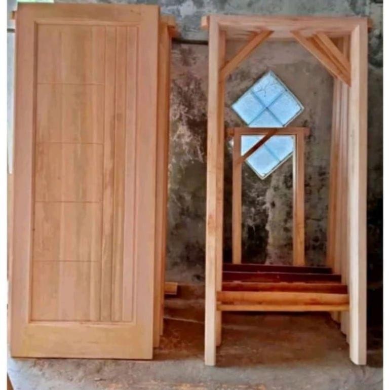 TERMURAH (Ready Stok)1 Set Kusen & Pintu Rumah Kayu Model Minimalis Pintu Kamar Aeshetic Siap kirim