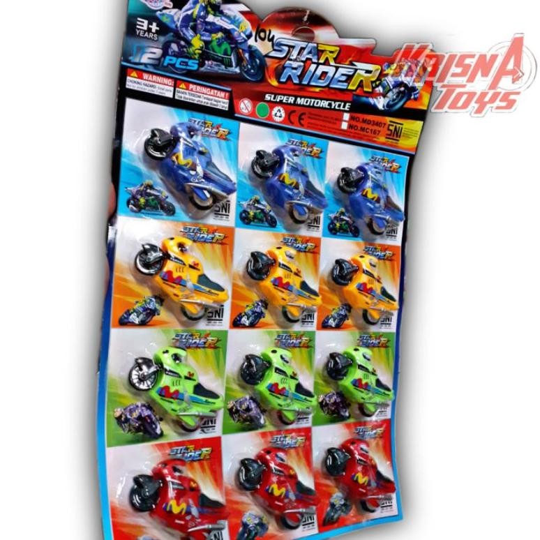 MAINAN ANAK MOTOR SPIN-GO/MOTOR GP MINI STAR RIDER isi 12pcs/Lembar AST
