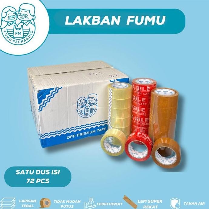 

Lakban Bening / Lakban Fragile / Lakban Clear / Lakban Coklat Tan 50Yard / 72Yard / 90Yard / 100Yard / Solatip /Lakban /Lakban Kuat 1 Kardus 72Pcs Co