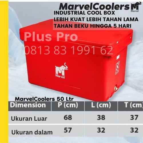 Cooler Box 50 L / Marvel Cool Es Batu Kristal Mancing Marina Coolbox Original Dan Terpercaya