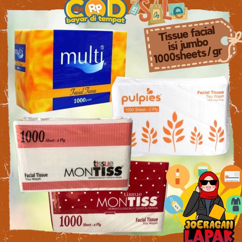Tisu Tissue Jumbo 1000 Sheets Gram Refill Pulpies Murah Ekonomis Montisss Multifungsi Hemat Multi Tr