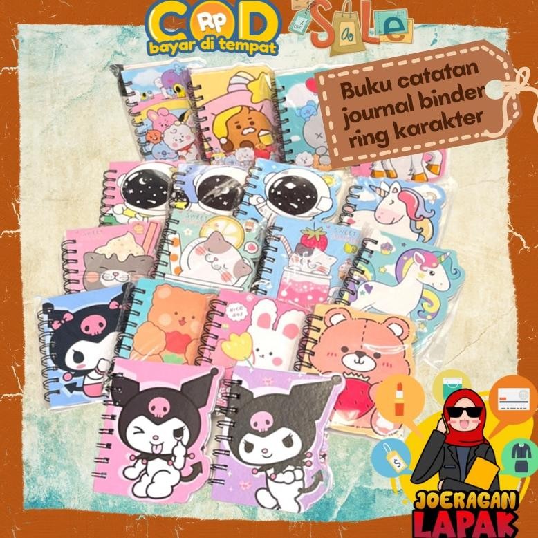 

JoeraganlapakBuku Catatan Binder Ring Journal Karakter Mini Notes Kartun Kuromi Bts Alien Bear Unicorn Cat Ready Stok