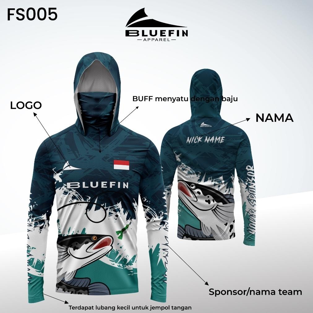 BAJU MANCING BLUEFIN CUSTOM KAIN BAHAN JERSEY DRYFIT MILANO