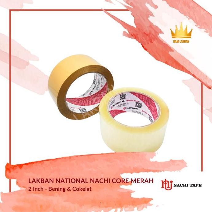 

Lakban Plakban Nachi Bopp Opp National Core Merah 2 Inch 48Mm 100 Yard/ Bening - Cokelat- Roll Co